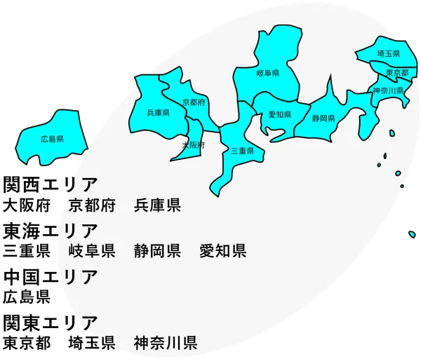 設備人のサービス対応エリアマップ