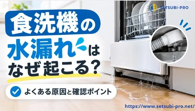 食洗機の下から床へ水漏れしている様子