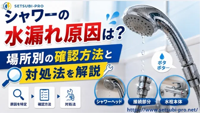 シャワーから水が漏れている浴室の様子