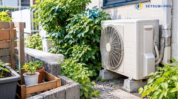 エアコン室外機周辺の障害物を確認する