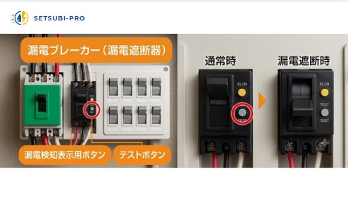 漏電ブレーカーのTESTボタンを確認する様子