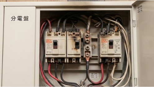 焦げや異常発熱が見られる分電盤の危険な状態