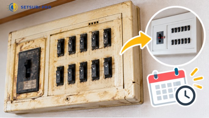 交換時期を検討したい古い分電盤の状態