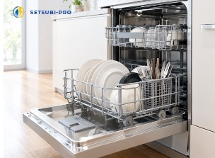 食洗機の庫内に食器やグラスを入れている状態