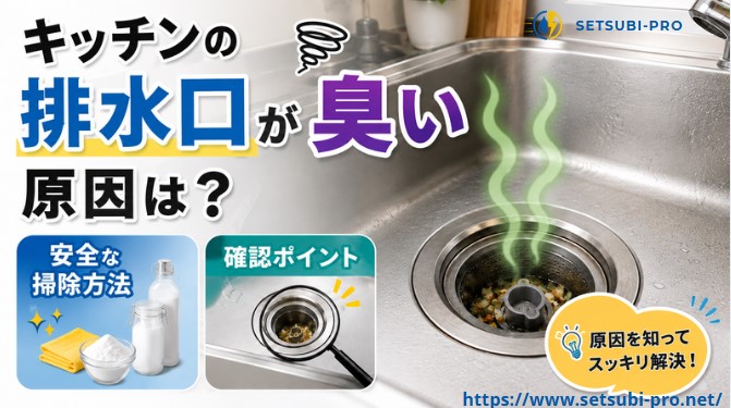 キッチンの排水口から臭いがする様子