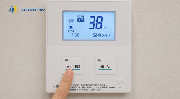 給湯器のエラーコードを確認する様子